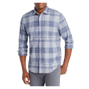 THE MENS STORE Mens Gray Plaid Collared Classic Fit Button Down Shirt XXL